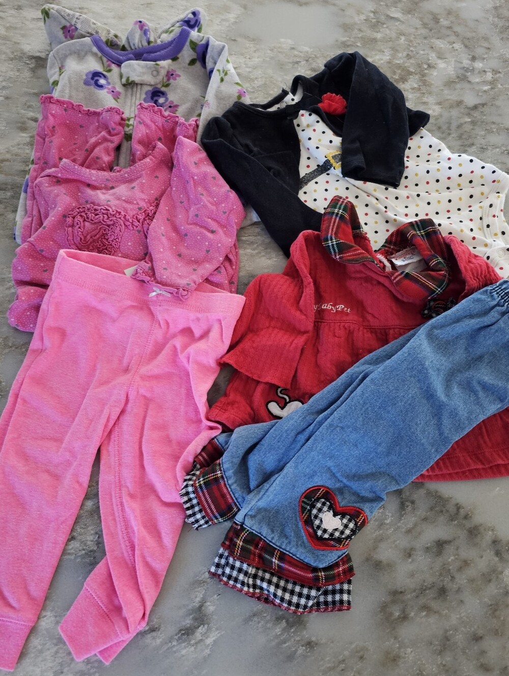 Baby Girl Clothes Lot 12 Months 6pc Warm Fall Winter Outfit Denim Velvet Fleece